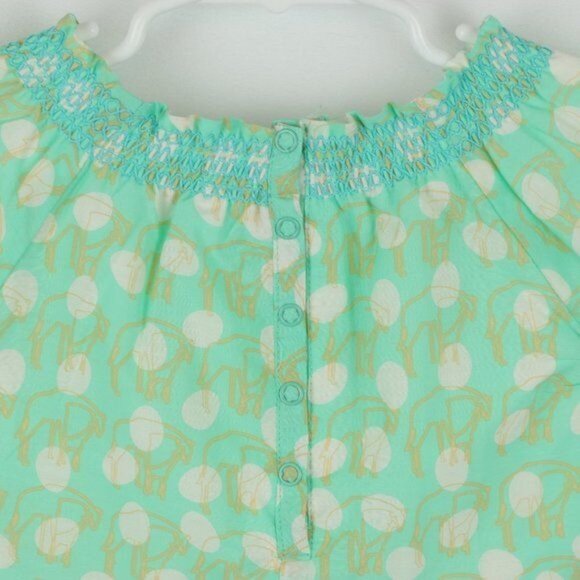 Egg Baby Infant 6-12 Months Green White Giraffe Polka Dot Short Sleeve Blouse - Picture 4 of 8